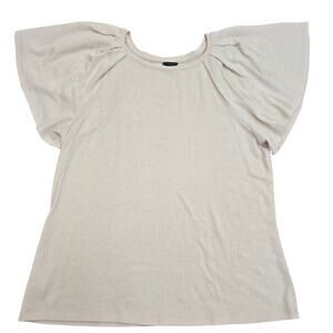 Ann Taylor Pink Flutter Sleeve Knit Top Size M Soft Stretch Office Minimalist